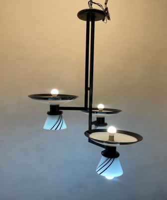 Architectural Black and White Pendant Light, 1980s-JJC-1740481