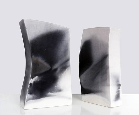 Architectural Smoke Fired Ceramic Vases, Set of 2-DEK-932456