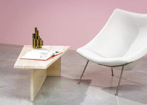 Architectural Trapezoid Travertine Coffee Table, 1970s-YI-1131610