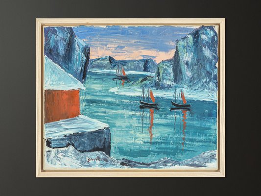 Arctic Sea, Oil on Canvas, Framed-GPP-1095787