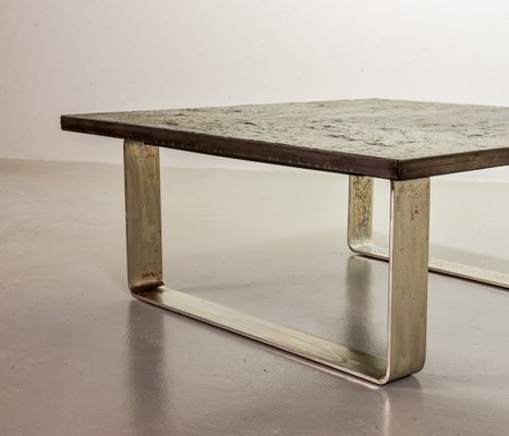 Ardesia Collection Brutalist Square Slate Stone Coffee Table in the style of Pia Manu-IXC-789528