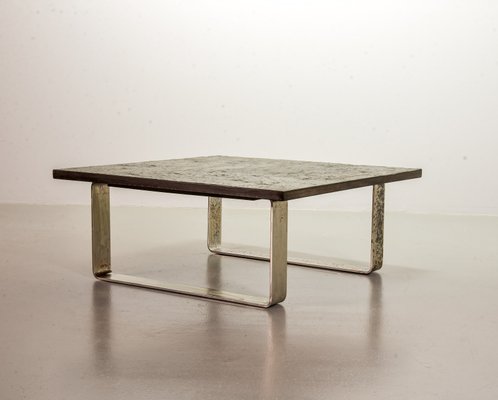 Ardesia Collection Brutalist Square Slate Stone Coffee Table in the style of Pia Manu-IXC-789528