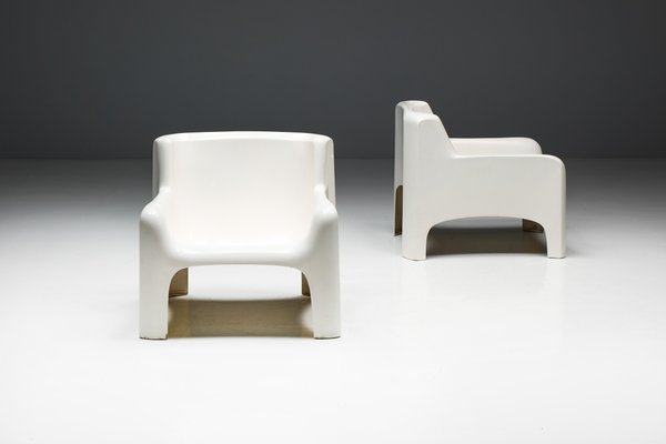 Arflex Solar Lounge Chairs in Fiberglass by Carlo Bartali, Italy, 1960s-GW-2032153