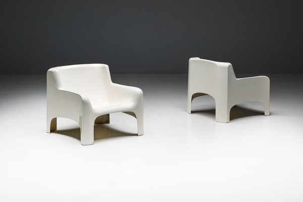 Arflex Solar Lounge Chairs in Fiberglass by Carlo Bartali, Italy, 1960s-GW-2032153