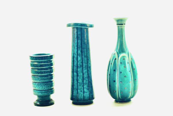 Argenta Vases by Wilhelm Kåge for Gustavsberg, 1950s, Set of 3-HYQ-1226254