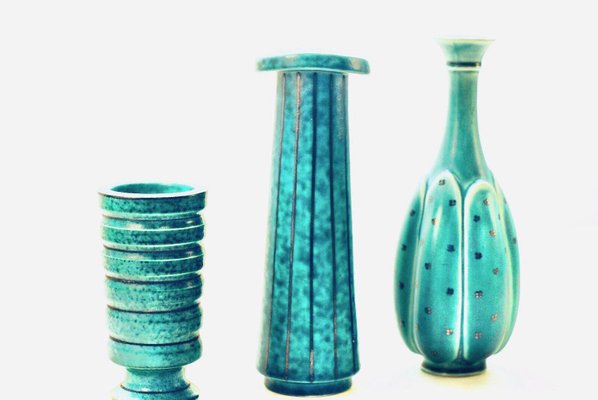 Argenta Vases by Wilhelm Kåge for Gustavsberg, 1950s, Set of 3-HYQ-1226254