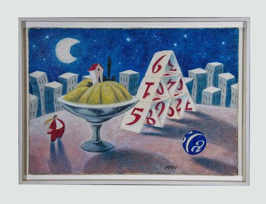 Armando Orfeo - Card Game - Original Oil Painting - 1999-ZCI-830708