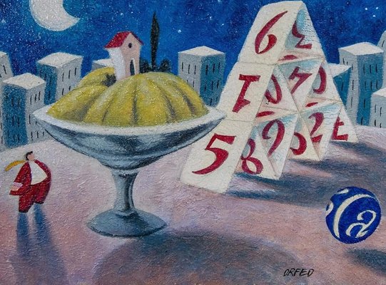 Armando Orfeo - Card Game - Original Oil Painting - 1999-ZCI-830708