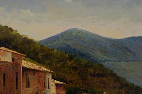 Armando Romano, Countryside Landscape, Oil on Canvas, Framed-VHF-1150565