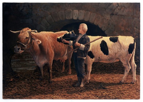 Armando Romano, In the Stable, 20th Century, Oil on Canvas-VHF-1758353