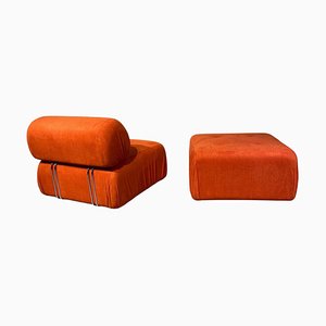 Armchair and Footstool, 1970s, Set of 2-PQP-1398010