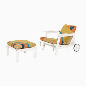 Armchair and Footstool by Martin Eisler & Carlo Hauner for Reguitti, Florida, 1968s, Set of 2-RCE-1384190