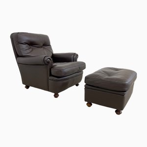 Armchair and Pouf from Poltrona Frau, 1950s, Set of 2-IEW-1789951