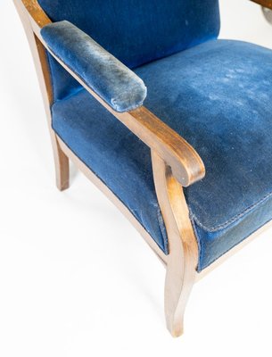 Armchair in Blue Velvet and Mahogany by Fritz Henningsen-UY-852190