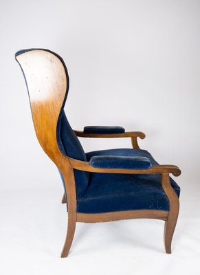 Armchair in Blue Velvet and Mahogany by Fritz Henningsen-UY-852190