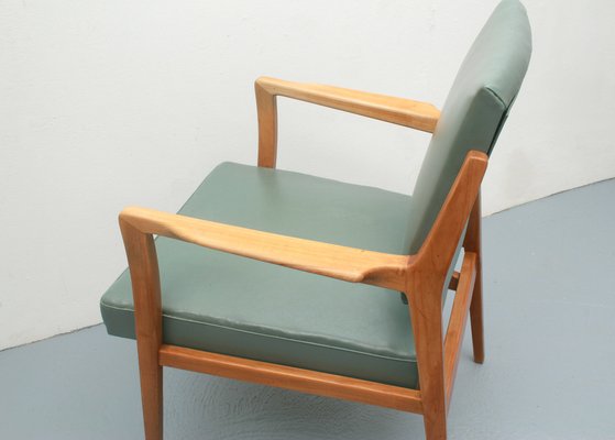 Armchair in Cherry & Leatherette, 1950s-PF-1768506