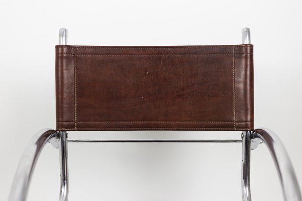 Armchair in Chromed Metal and Red Leather, 1930s-CEJ-691320