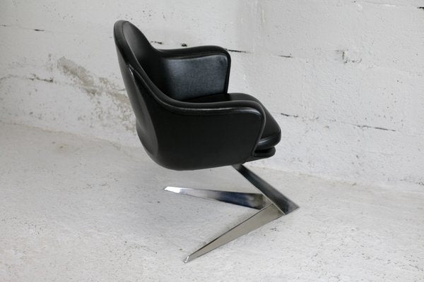 Armchair in Leatherette & Steel Arrow Base, France, 1970s-MAO-1193547