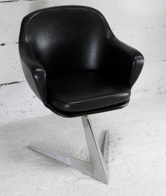 Armchair in Leatherette & Steel Arrow Base, France, 1970s-MAO-1193547