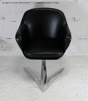 Armchair in Leatherette & Steel Arrow Base, France, 1970s-MAO-1193547