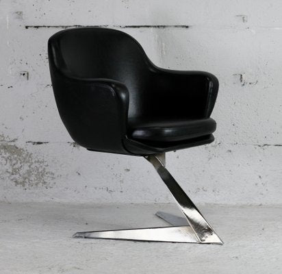 Armchair in Leatherette & Steel Arrow Base, France, 1970s-MAO-1193547