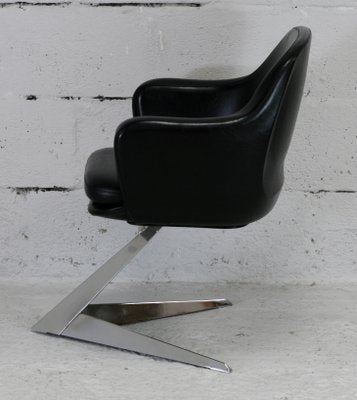 Armchair in Leatherette & Steel Arrow Base, France, 1970s-MAO-1193547