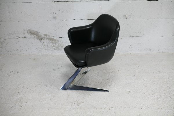 Armchair in Leatherette & Steel Arrow Base, France, 1970s-MAO-1193547