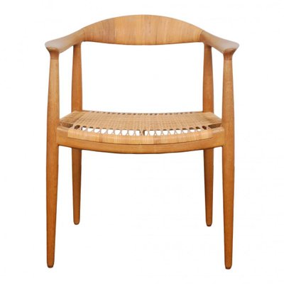 Armchair in Oak with Woven Seat by Hans J. Wegner, 1970s-MTD-1400476