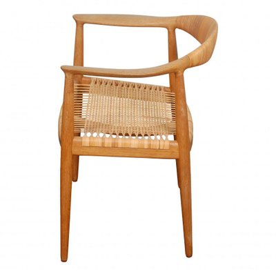 Armchair in Oak with Woven Seat by Hans J. Wegner, 1970s-MTD-1400476