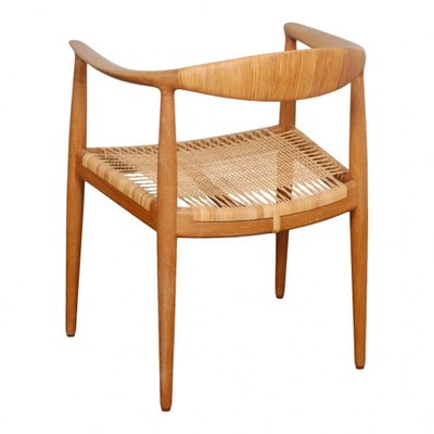 Armchair in Oak with Woven Seat by Hans J. Wegner, 1970s-MTD-1400476