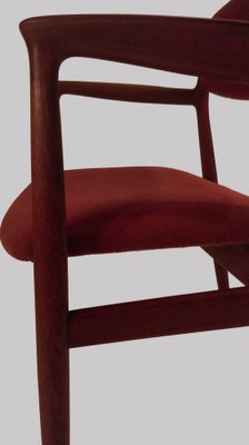 Armchair in Teak, Red Fabric and Leather by Harbo Sølvsten, 1950s-VVO-1974206