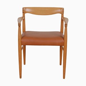 Armchair in Walnut Aniline Leather & Oak by H.W. Klein-MTD-1400471