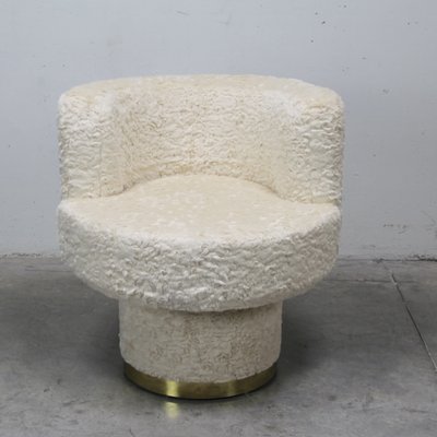 Armchair Upholstered in Curly Pile Fabric, 1970s-NE-780852