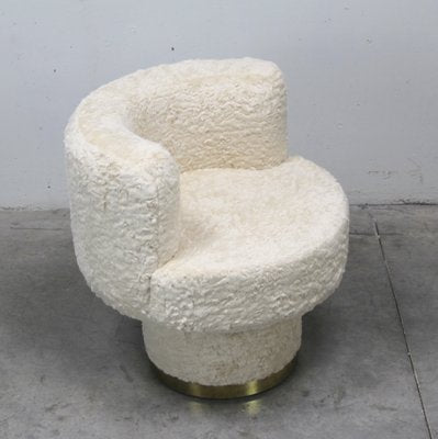 Armchair Upholstered in Curly Pile Fabric, 1970s-NE-780852