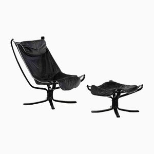 Armchair with Footrest by Sigurd Ressell for Poltrona Frau, 1980, Set of 2-ZCI-2030016