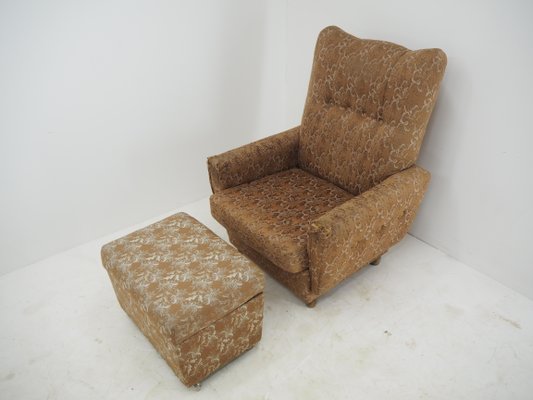 Armchair with Footstool, 1960s, Set of 2-TZ-1033126