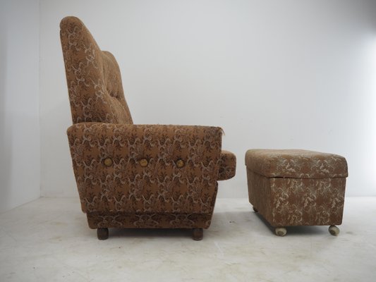 Armchair with Footstool, 1960s, Set of 2-TZ-1033126