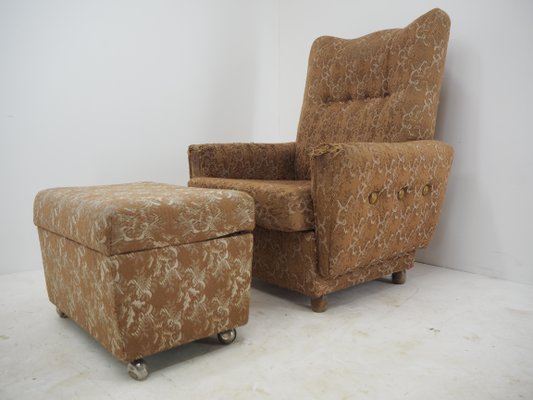 Armchair with Footstool, 1960s, Set of 2-TZ-1033126