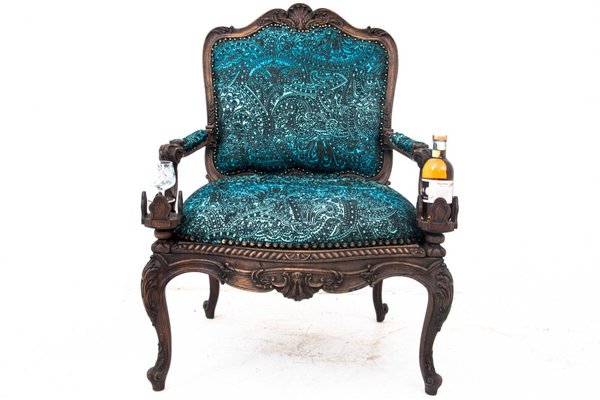 Armchair with Footstool, France, 1880s, Set of 2-BXB-1736046