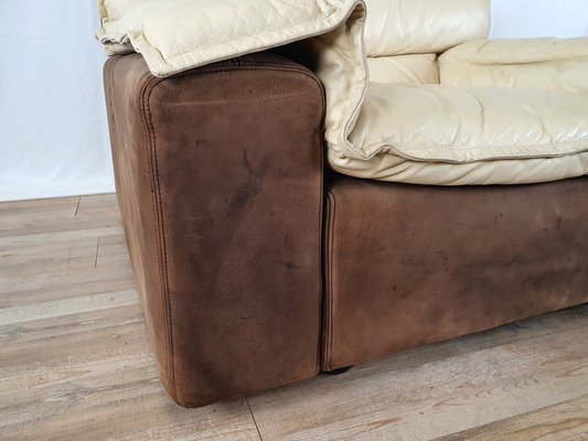 Armchair with Pouf in Leather and Suede, Italy, 1970s, Set of 2-ZUW-1577593