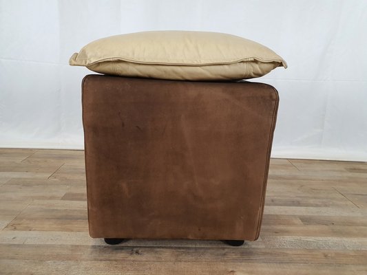 Armchair with Pouf in Leather and Suede, Italy, 1970s, Set of 2-ZUW-1577593