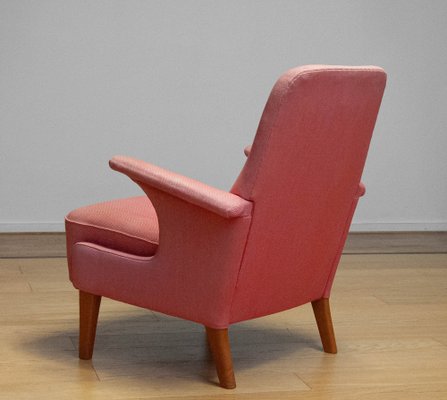 Armchair with Powder Pink Wool Upholstery by Dux, Sweden, 1950s-JE-1801184