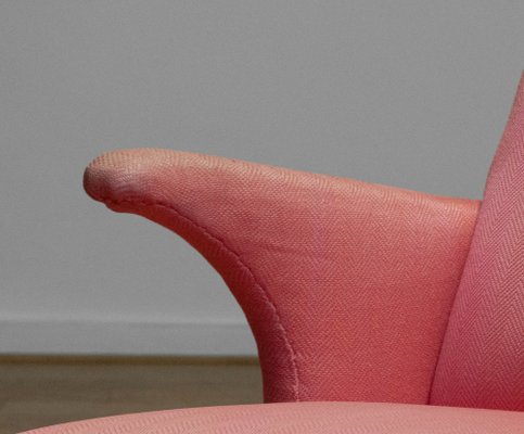 Armchair with Powder Pink Wool Upholstery by Dux, Sweden, 1950s-JE-1801184