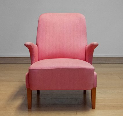 Armchair with Powder Pink Wool Upholstery by Dux, Sweden, 1950s-JE-1801184