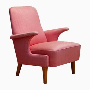 Armchair with Powder Pink Wool Upholstery by Dux, Sweden, 1950s-JE-1801184