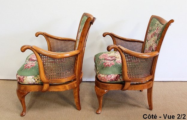 Armchairs and Chippendale Table in Solid Beech, 1950s, Set of 3-RVK-1047660