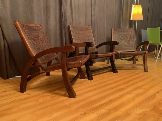 Armchairs attributed to Angel Pazminno for Muebles De Estilo, Ecuador, 1960s, Set of 3-RTR-1703582