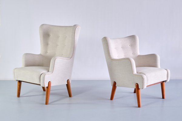 Armchairs by Eva and Nils Koppel for Slagelse Møbelværk, Denmark, 1950s, Set of 2-FMT-1275233