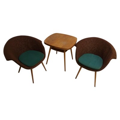 Armchairs & Coffee Table by Navratil, Czechoslovakia, 1960, Set of 3-TZ-1134363