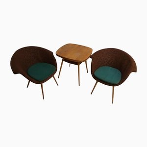 Armchairs & Coffee Table by Navratil, Czechoslovakia, 1960, Set of 3-TZ-1134363